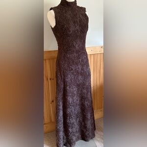 ROTATE Raised Floral Brown Dress